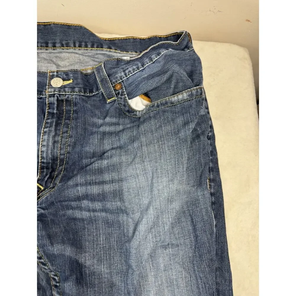 True Religion Mens Jeans Size 44 Blue Denim Straight Leg Distressed Y2K